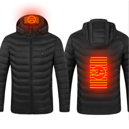 New Heated Jacket Coat USB Electric Jacket Cotton Coat Heater Thermal Clothing Heating Vest Men's Clothes Winter - Black Zone2, M