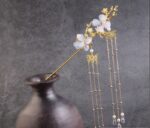 Ancient Style Hair Accessories Hanfu Plum Blossom Branch Tassel Hairpin White Flower Drill - Image 5