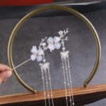 Ancient Style Hair Accessories Hanfu Plum Blossom Branch Tassel Hairpin White Flower Drill - Image 6