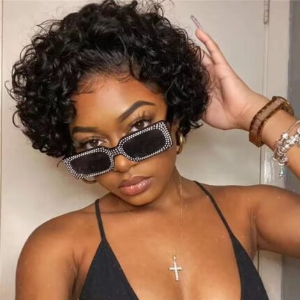Brazilian Pixie Cut Wig Human Hair 13X1 Short Curly Lace Front Wigs Human Hair Short Curly Wigs For Black Women Human Hair - 13x1 Pixie Cut Wig