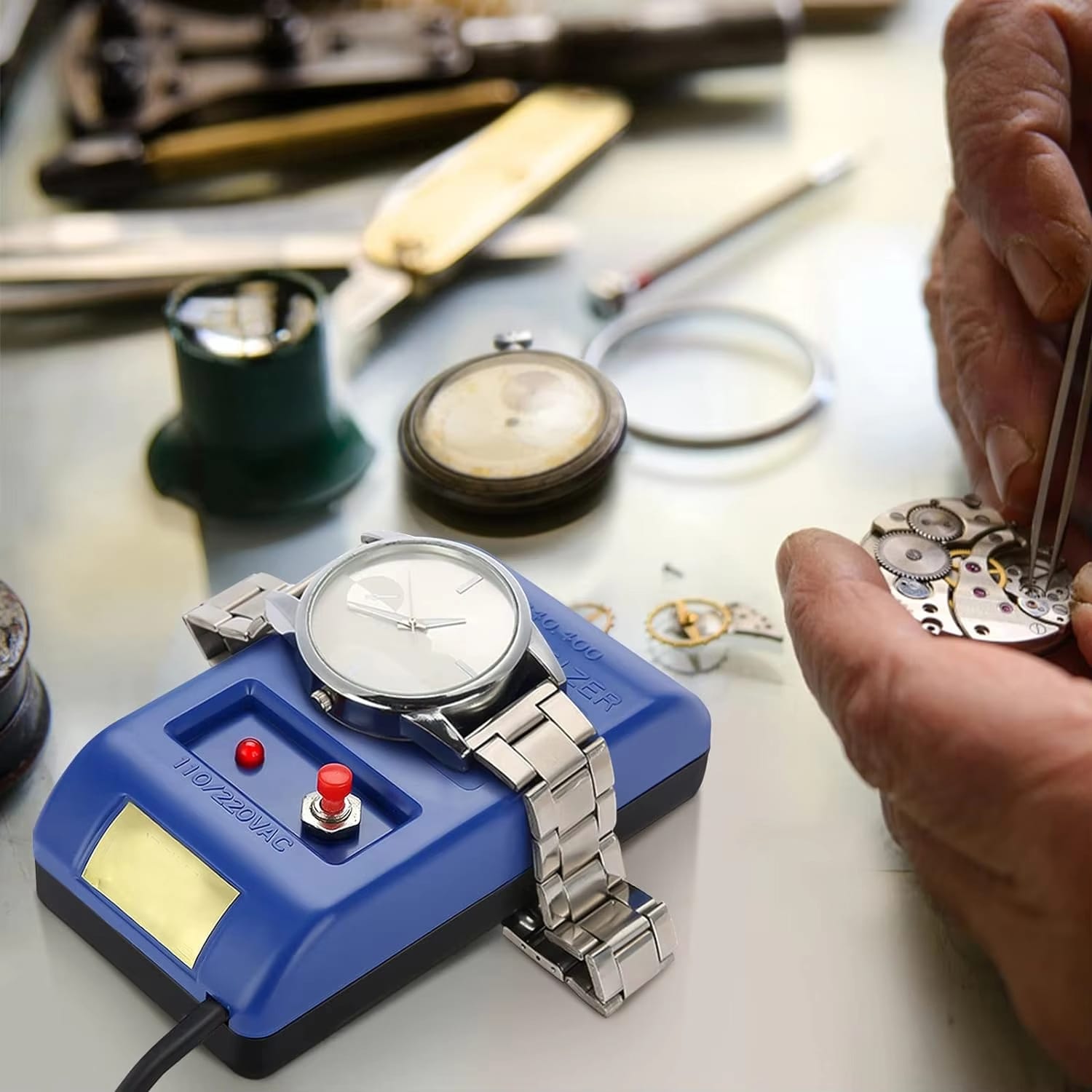 b372ea1b-9be4-4f14-8ed0-f79a6cf0115djpg Electrical Demagnetizer Tools Compass Set For Watch Repair Degausser 110V220V Watch Repair Degausser Watch Repair Screwdriver Tweezers Electrical Demagnetise Demagnetizer Tools - Image 1