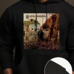 Men’s 3D Haunted Face Horror Hoodie – Gothic Black Pullover