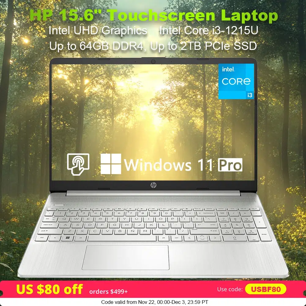 Acd3b3d5bde664b49a7c79a69f185a4f50webp HP 2024 Newest Business Laptop,15.6" Touchscreen Laptop,Intel Core i3-1215U,Up to 64GB RAM,2TB SSD,Intel UHD Graphics,Win 11 Pro - Image 1