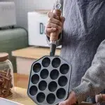 14 Holes Cast Iron Takoyaki Grill Pan Nonstick Frying Pan Octopus Ball Maker Plate Cooking Baking Forms Mold Camping Cookware - Image 4