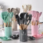 12PCS Food Grade Silicone Kitchen Cookware Utensils Turner Spatula Measuring Spoon Practical Cooking Tool Kitchenware Set - Image 11