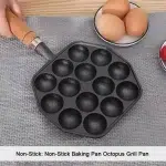 14 Holes Cast Iron Takoyaki Grill Pan Nonstick Frying Pan Octopus Ball Maker Plate Cooking Baking Forms Mold Camping Cookware - Image 14