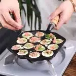 14 Holes Cast Iron Takoyaki Grill Pan Nonstick Frying Pan Octopus Ball Maker Plate Cooking Baking Forms Mold Camping Cookware - Image 2