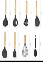 12PCS Food Grade Silicone Kitchen Cookware Utensils Turner Spatula Measuring Spoon Practical Cooking Tool Kitchenware Set - Image 15