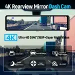 YANACE 4K Car DVR 12 Inch Touch IPS Sony 415 Park RearView Mirror Support Black Box Rear View Camera Dashcam Car Video Recorder - Image 2