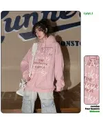 American Style Retro Alphabet Padded Fleece Sweater Women's Hooded Autumn and Winter 2023 New Winter Oversize Coat Fashion - Image 7
