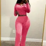 Sportswear Wash Retro Two 2 Piece Pants Set Sales Fall Winter Women Hoodies Jacket and Flared Trousers Suit Athletic Pink Outfit