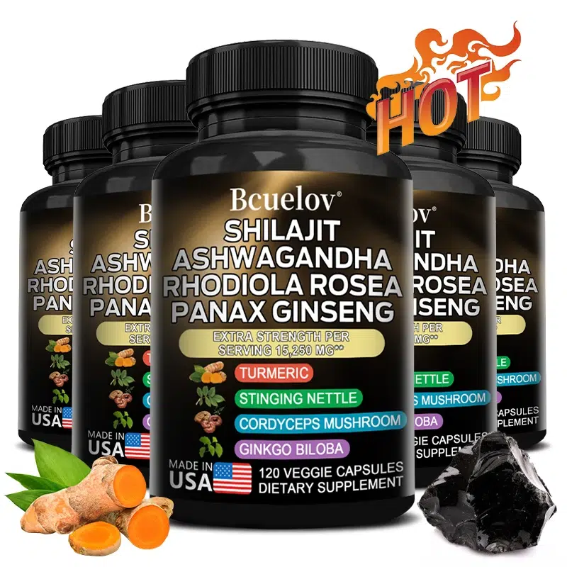S59e450ce72c14b098740418186410ab6u.webp Shilajit Resin Himalaya Capsules - 15250 mg - Combination of Ashwagandha, Ginseng, Cordyceps, Ginkgo, Turmeric - Image 1