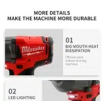 Milwaukee Mid-Torque Impact Professional Wrench 18V Lithium Battery Electric Cordless High Speed Car Truck Repair Power Tools - Image 16
