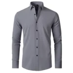 Men's Dress Shirts Solid Long Sleeve High Stretch Formal Business Casual Shirts Classic Regular Fit Button Down Work Shirts - Image 4