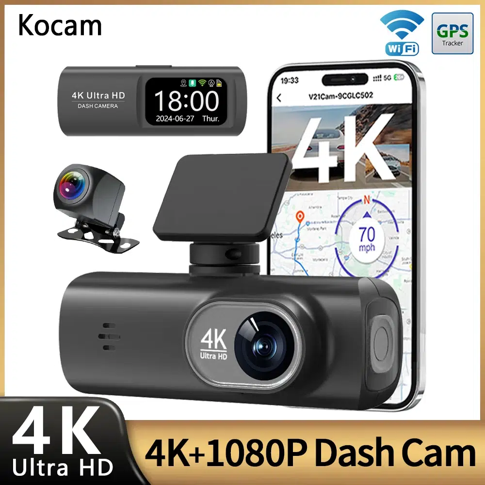 S74e68148d6c74eecbdff3adc71efd1acG.webp UHD 4K Dash Cam Dual Lens Driving Recorder Car DVR 1080P Rear Lens Camera Built-In WiFi GPS 24-Hour Parking Monitoring Black Box - Image 1