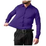 Men's Dress Shirts Solid Long Sleeve High Stretch Formal Business Casual Shirts Classic Regular Fit Button Down Work Shirts - Image 8