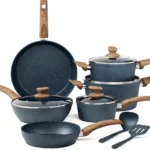 Pots and Pans Set Non Stick - 12 Piece Induction Kitchen Cookware Sets,Blue Granite Nonstick Cooking Pans Set 22 x 13 x 9 inches