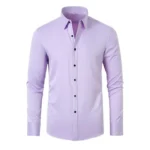 Men's Dress Shirts Solid Long Sleeve High Stretch Formal Business Casual Shirts Classic Regular Fit Button Down Work Shirts - Image 15