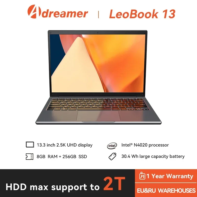 Sc183242d0c5d4185a81f5babf1a9d9bbW.webp Adreamer Laptop 8GB RAM 1TB SSD Computer 13.3-inch Intel Notebook 2560X1600 Resolution Celeron N4020 Portable Computer - Image 1