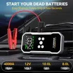 5000A Peak Car Starter, 12V Jumper Box Jumper Booster Battery Pack with Air Compressor - Image 3