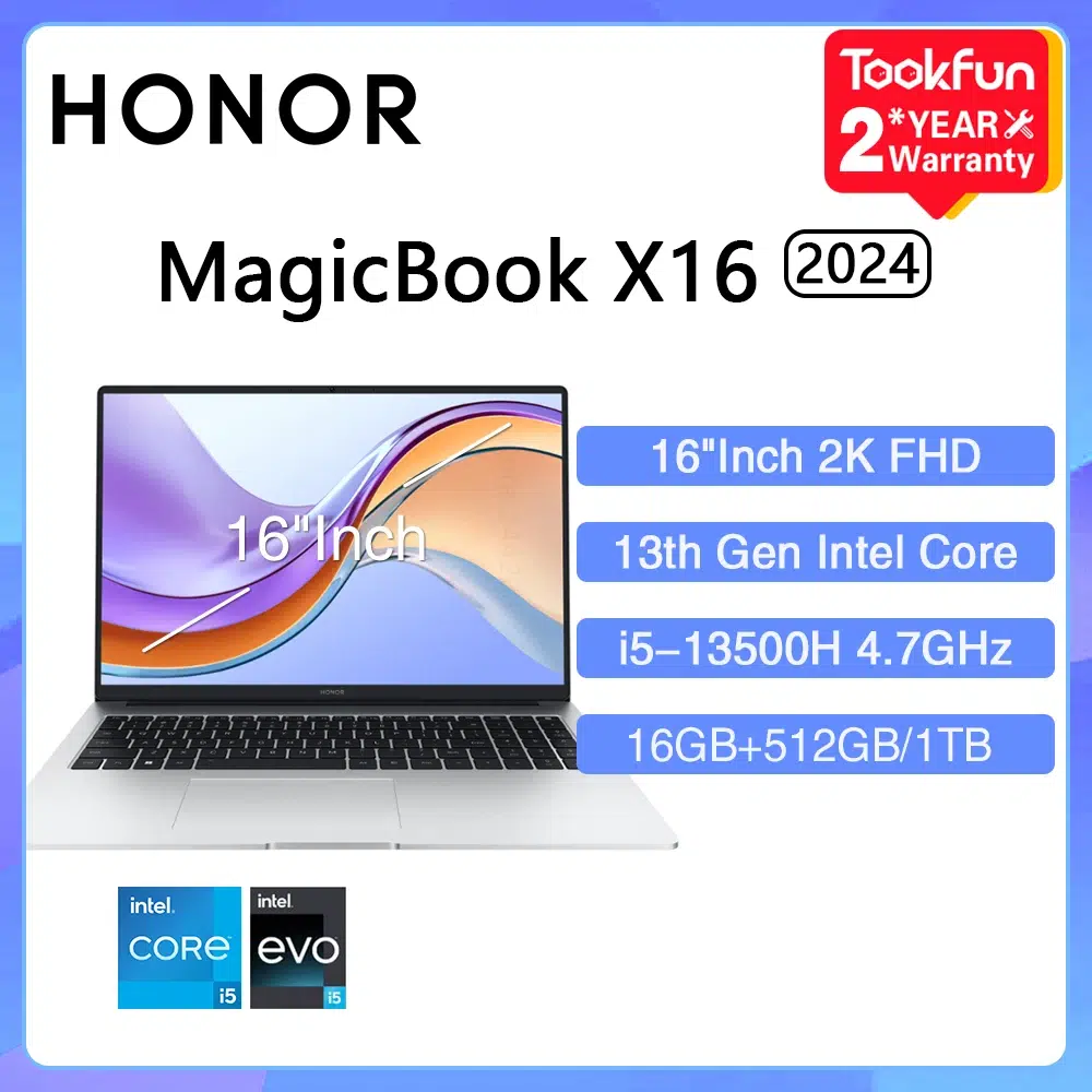 S736598e1c7f94041899589e233310dc7f.webp HONOR MagicBook X16 Pro 2024 Laptop Intel Core i5-13500H AMD Ryzen R5 16GB 512GB 1TB 16"Inch FHD Notebook Ultrabook Computer PC - Image 1