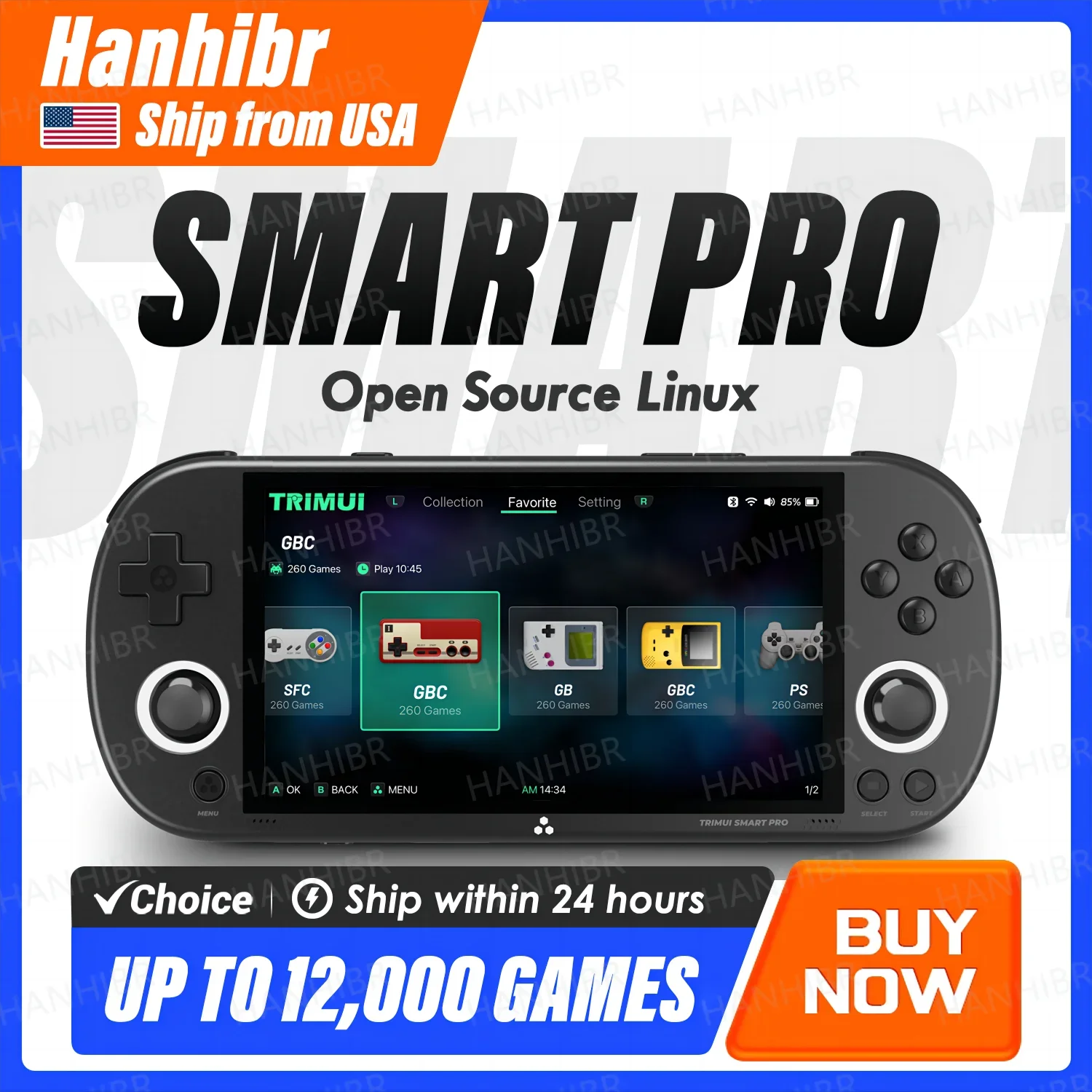 Saee72ed1653d43dca65fccb95e380bd3u-1.webp Trimui Smart Pro Handheld Game Console 4.96''IPS Screen Linux System Joystick RGB Lighting Smartpro Retro Video Game Player Gift - Image 1