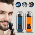 Men's USB Rechargeable Nose Ear Hair Trimmer - 150mAh Fast Charge, Digital Display, Precision Blade, Compact Design